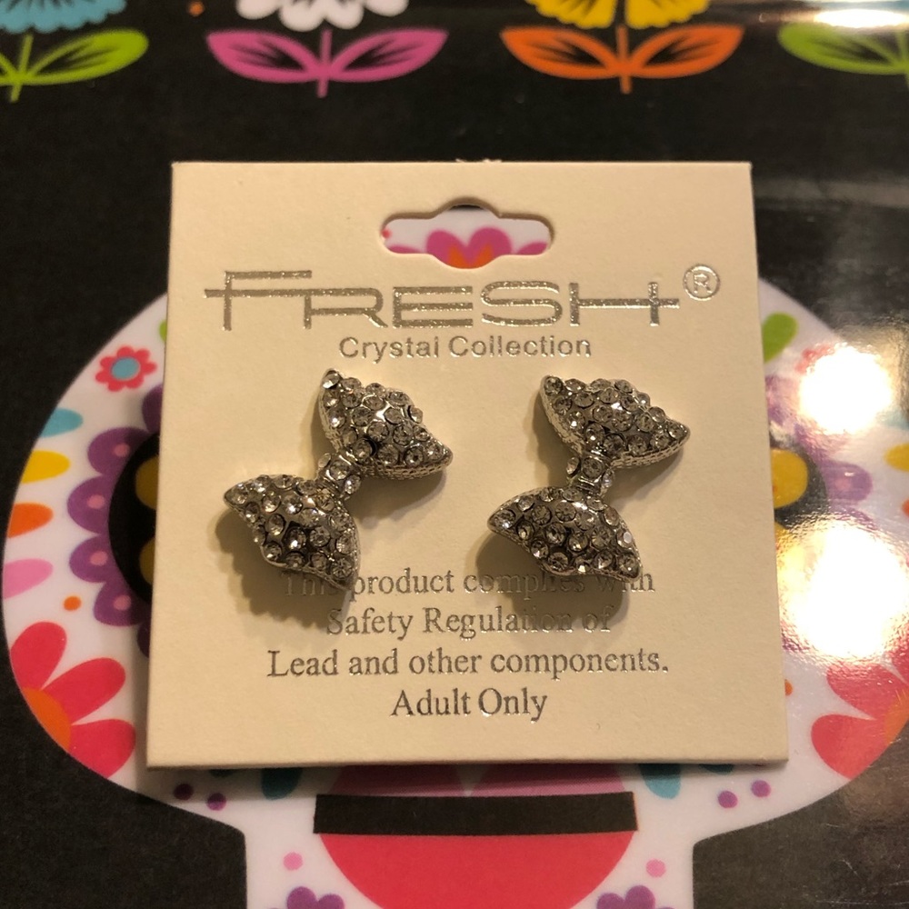 Rhinestone Bow Earrings